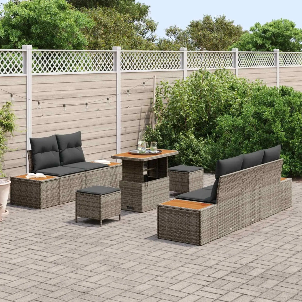 Set Divano da Giardino con cuscino 8 pcs Grigio 3363253