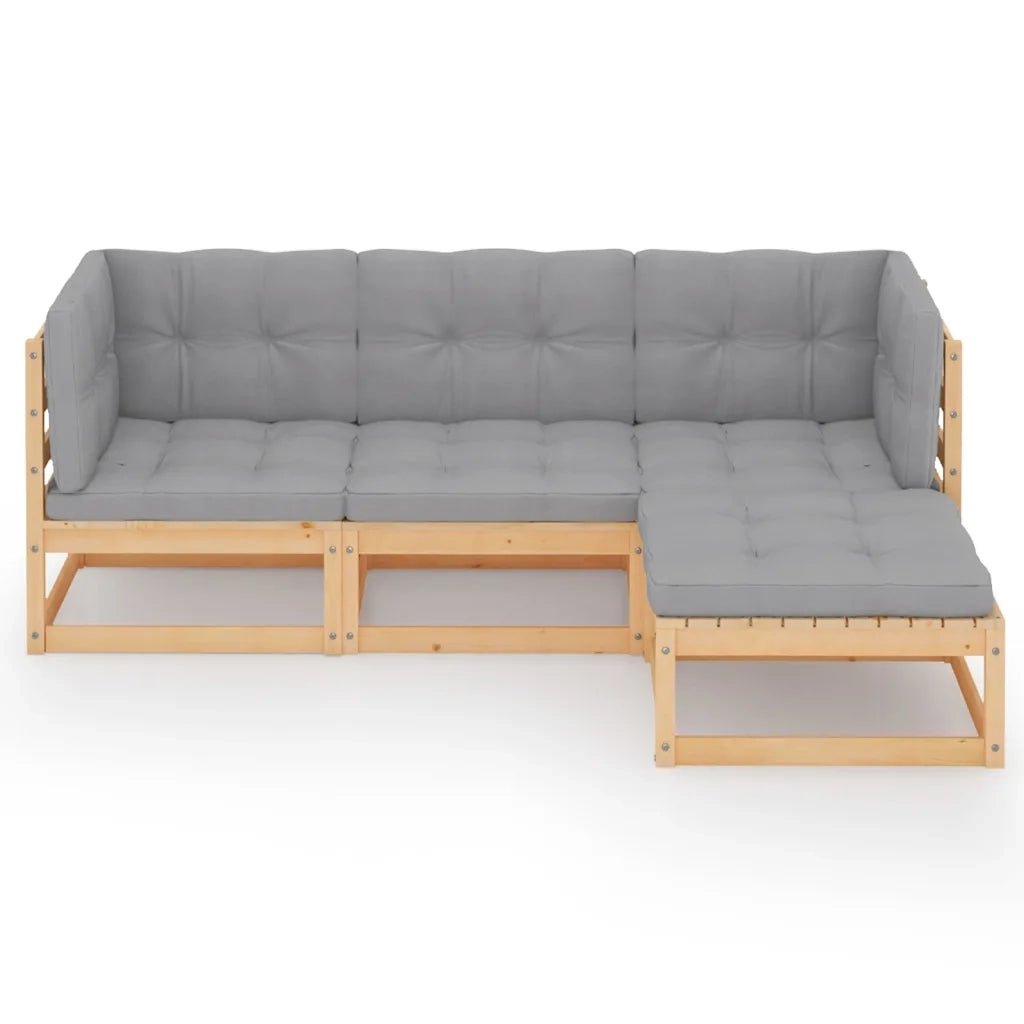 Set Divani da Giardino 4 pz con Cuscini Legno Massello di Pino cod mxl 50307