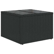 Tavolo da Giardino | Tavolino da esterno con piano in vetro nero 55x55x37 cm in polyrattan