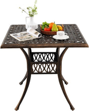 Tavolo da Giardino Con Foro di Ombrellone φ5 cm - da Balcone 80 cm, Bistrot in Alluminio Pressofuso Con Piedini Regolabili, da Terrazza Resistente