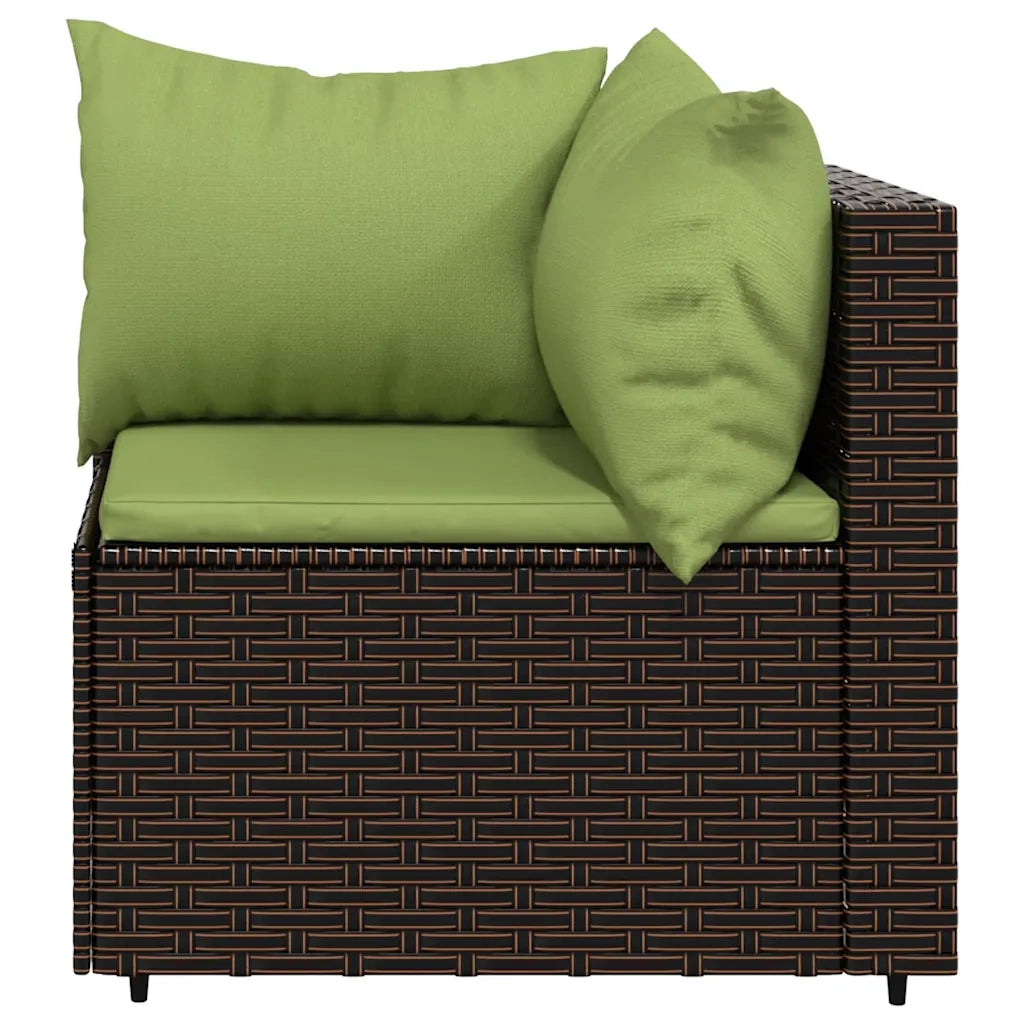 Set Mobili da Giardino 4 pz con Cuscini in Polyrattan Marrone CFW4397200