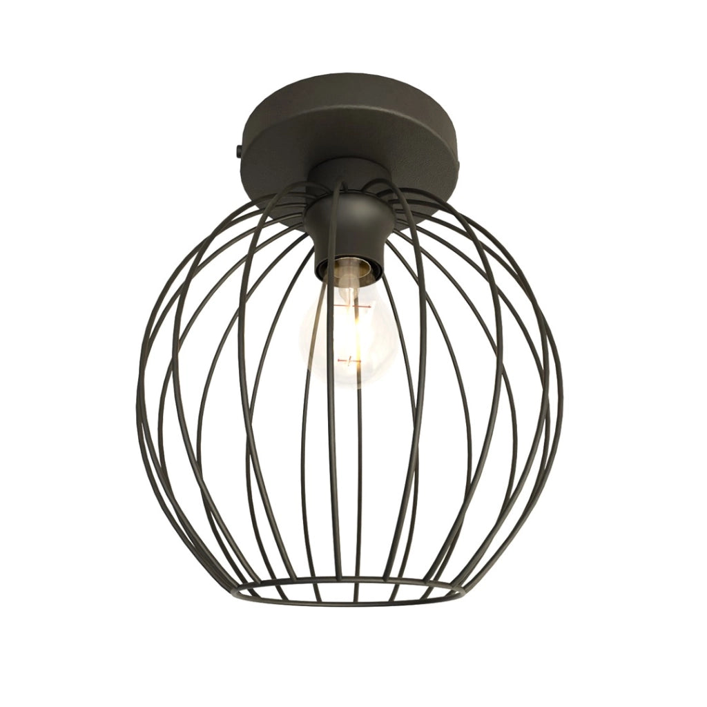 Lampada soffitto industriale nera sfera filo NEST E27 Emibig