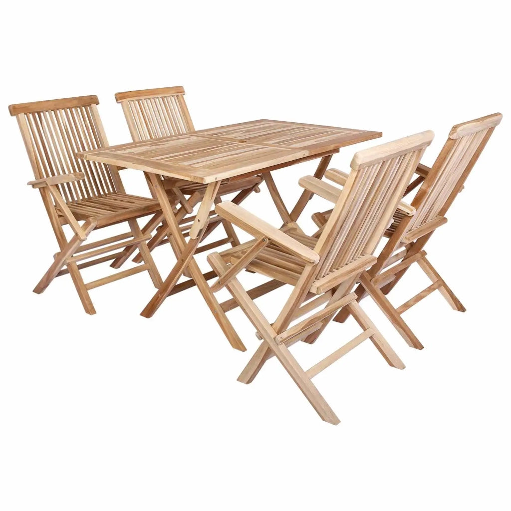 Set di Mobili da Giardino 5 pz Naturale Legno di teak solido 3418860