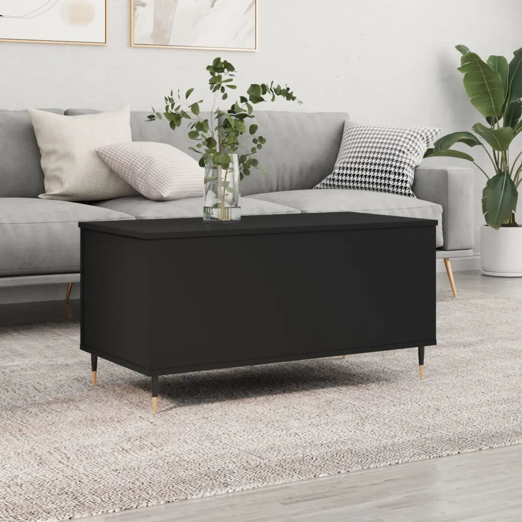 Tavolino da Salotto-Tavolino da soggiorno-Tavolo Nero 90x44,5x45 cm in Legno Multistrato 795083