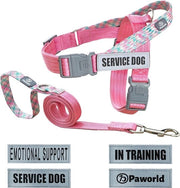 Cinturone per cani con guinzaglio per supporto emotivo - 4 patch riflettenti, manubrio, regolabile e sicuro cinturone per cani