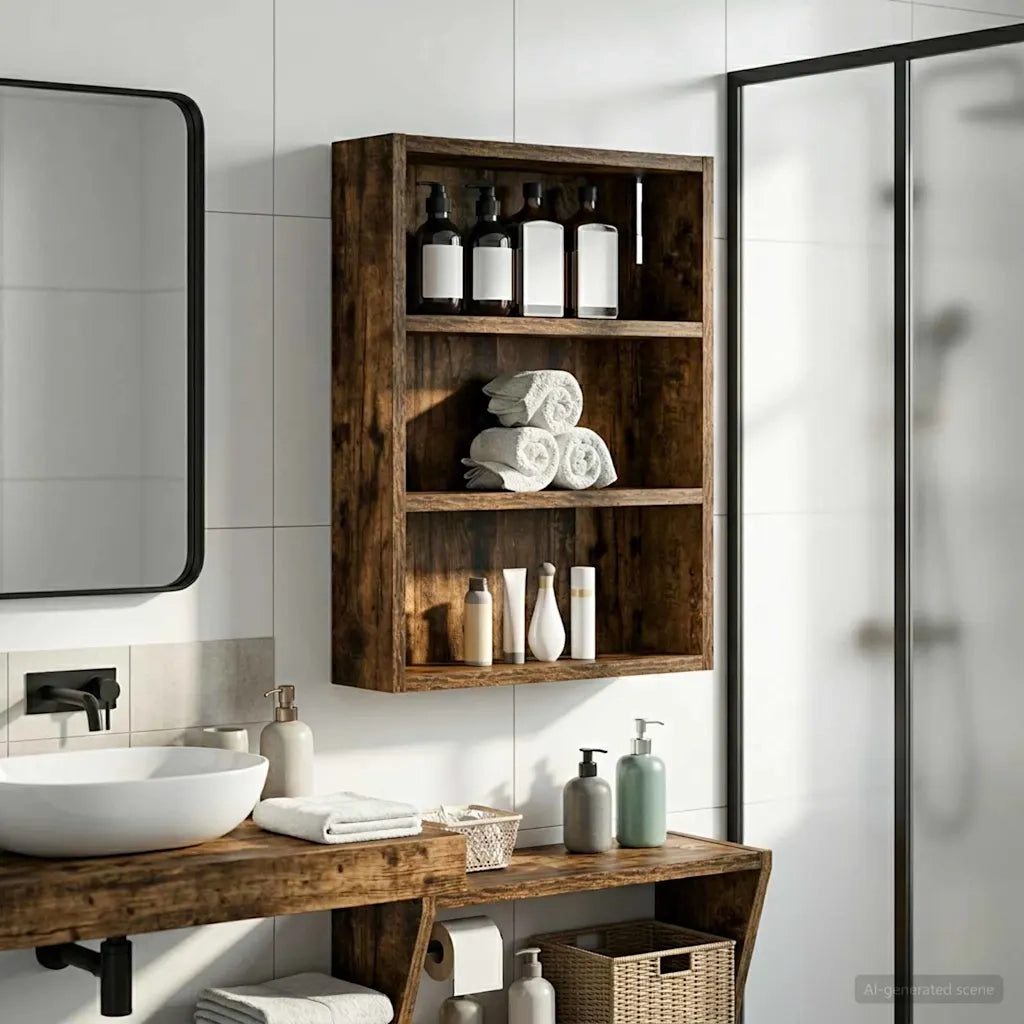 Armadio da bagno a muro Quercia Affumicata 40 x 10 x 50 cm 889347