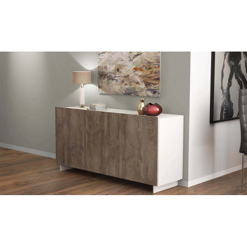CREDENZA CARLILE BIANCO E ROVERE CHIARO