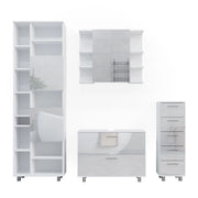 Vicco Set di mobili da bagno Bianco lucido 4 pezzi, con colonna