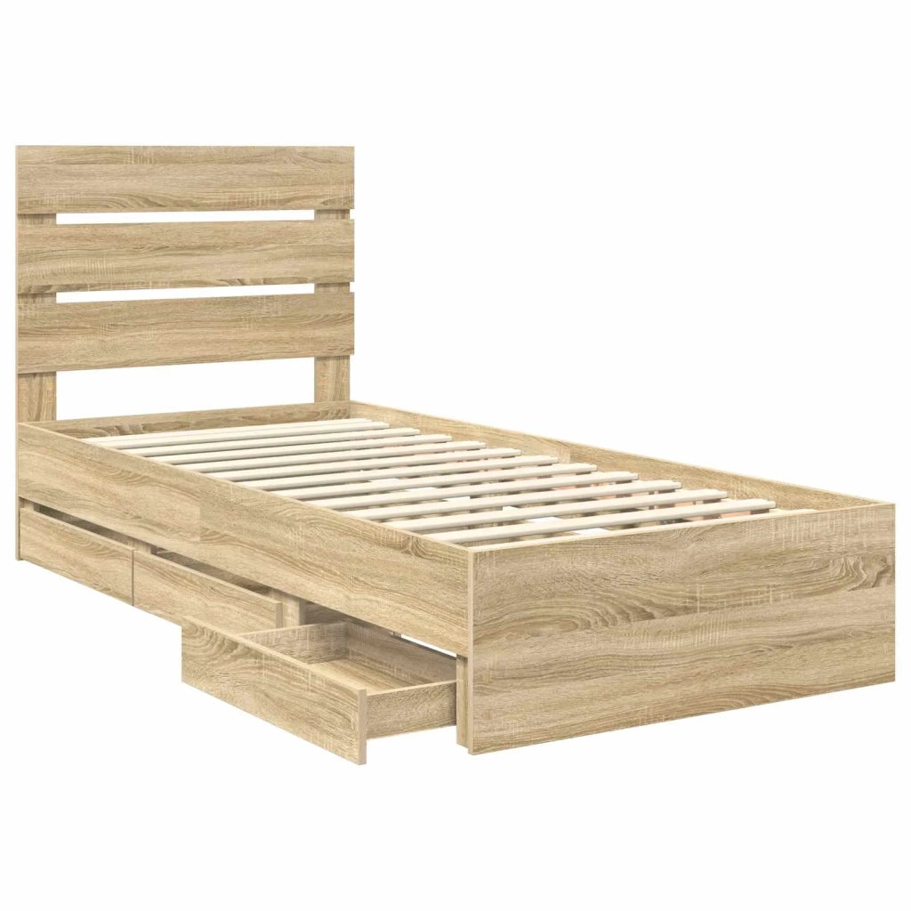 Struttura del letto con cassetto Rovere Sonoma 90 x 200 cm 3411859