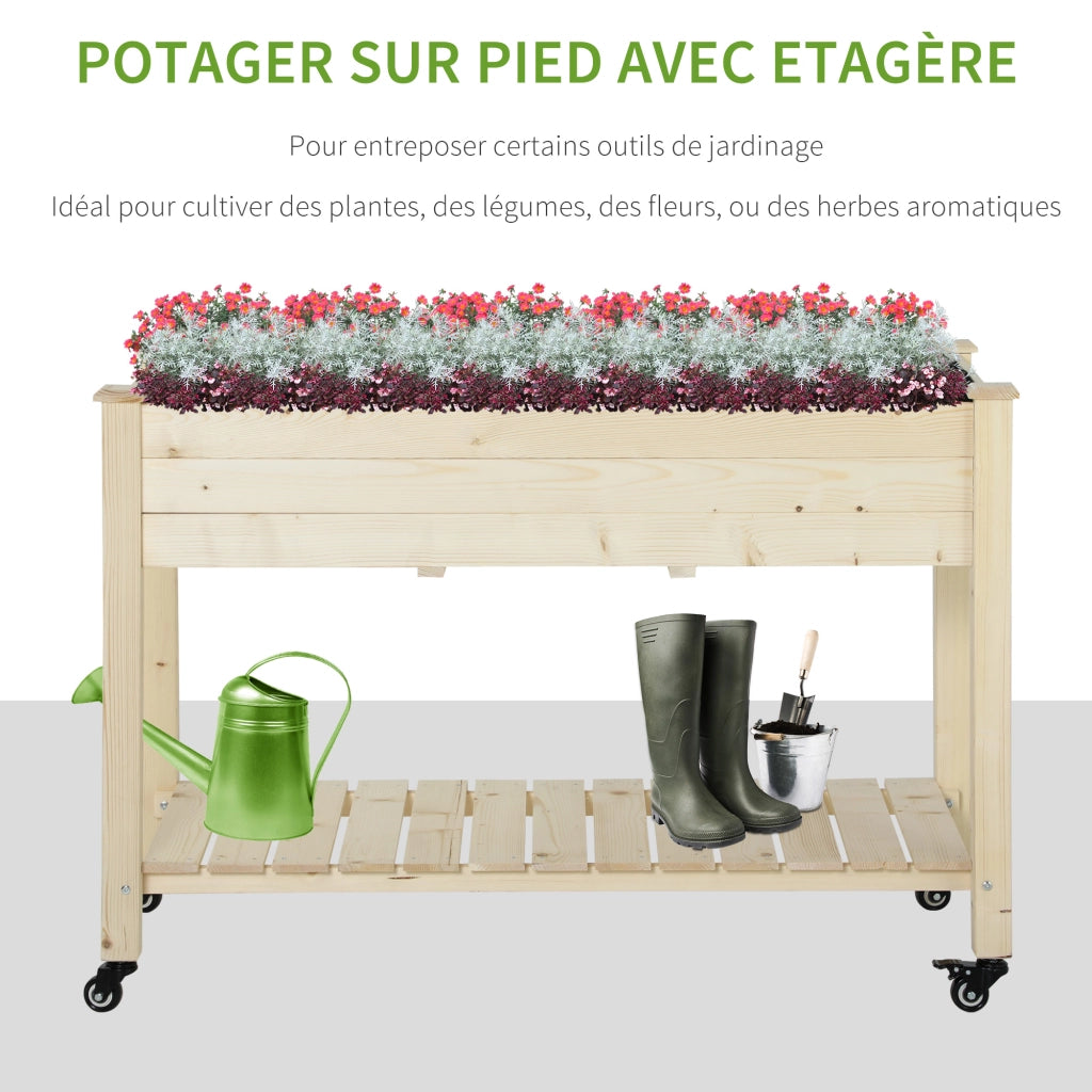 Fioriera da Giardino con Ruote ¨C Zephmum ¨C Legno Massello Pino