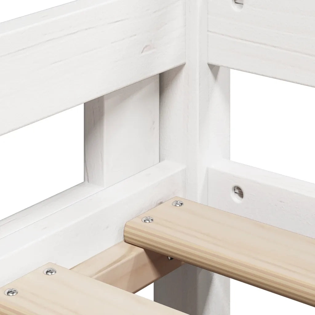 Letto a Castello con Tetto Bianco 90x200 cm in Legno di Pino 3282001