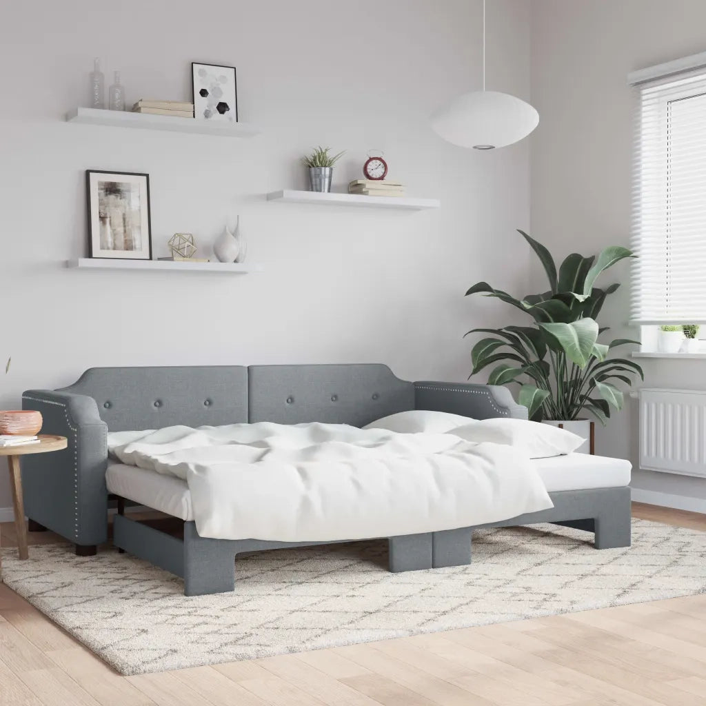 Divano letto | Sof¨¤ letto | Letto singolo Estraibile Grigio Chiaro 100x200 Tessuto