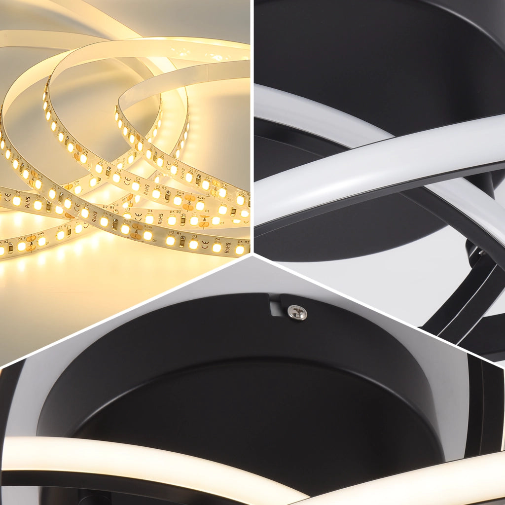 ZMH Lampada da soffitto plafoniera LED moderna design fiori neri 28W 3000K bianco caldo per cucina