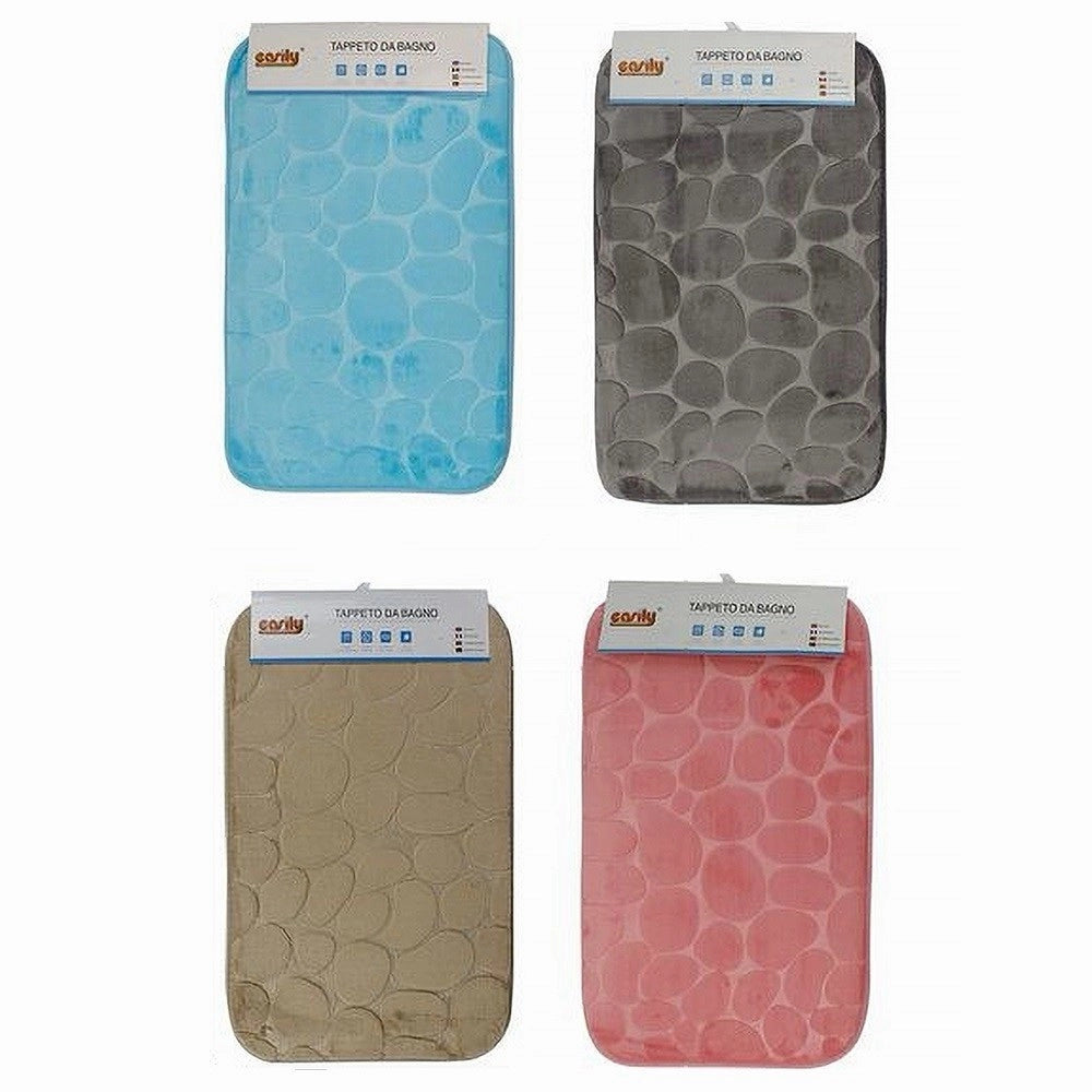 Trade Shop - Tappeto In Tessuto Tappetino Arredo Bagno Antiscivolo 50x80cm Effetto Sassi 79449 -