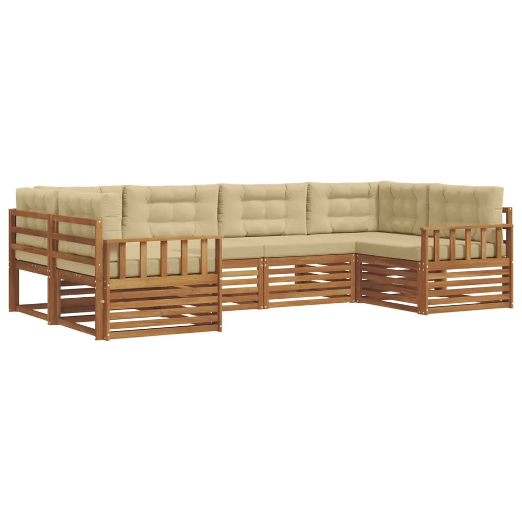 Set di divani da esterno con cuscino 6 pcs Naturale e Beige 3374013