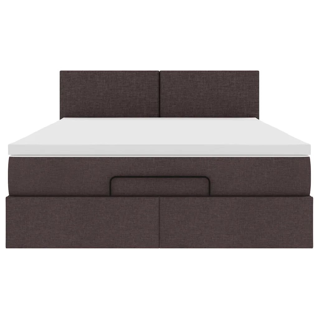 Pouf Letto con Materasso Marrone Scuro 140x190 cm in Tessuto 3311376