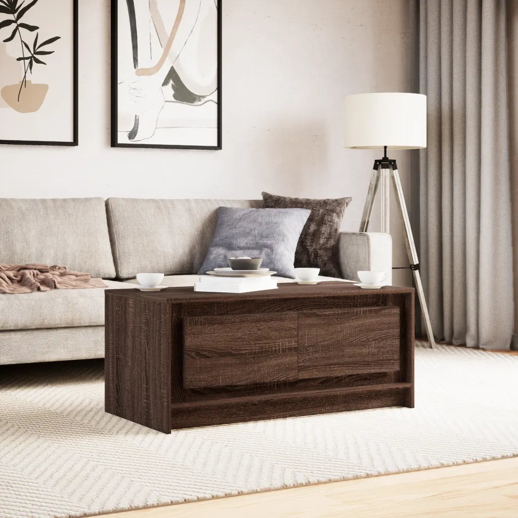 Tavolino da Salotto con Luci LED Rovere Marrone in Truciolato