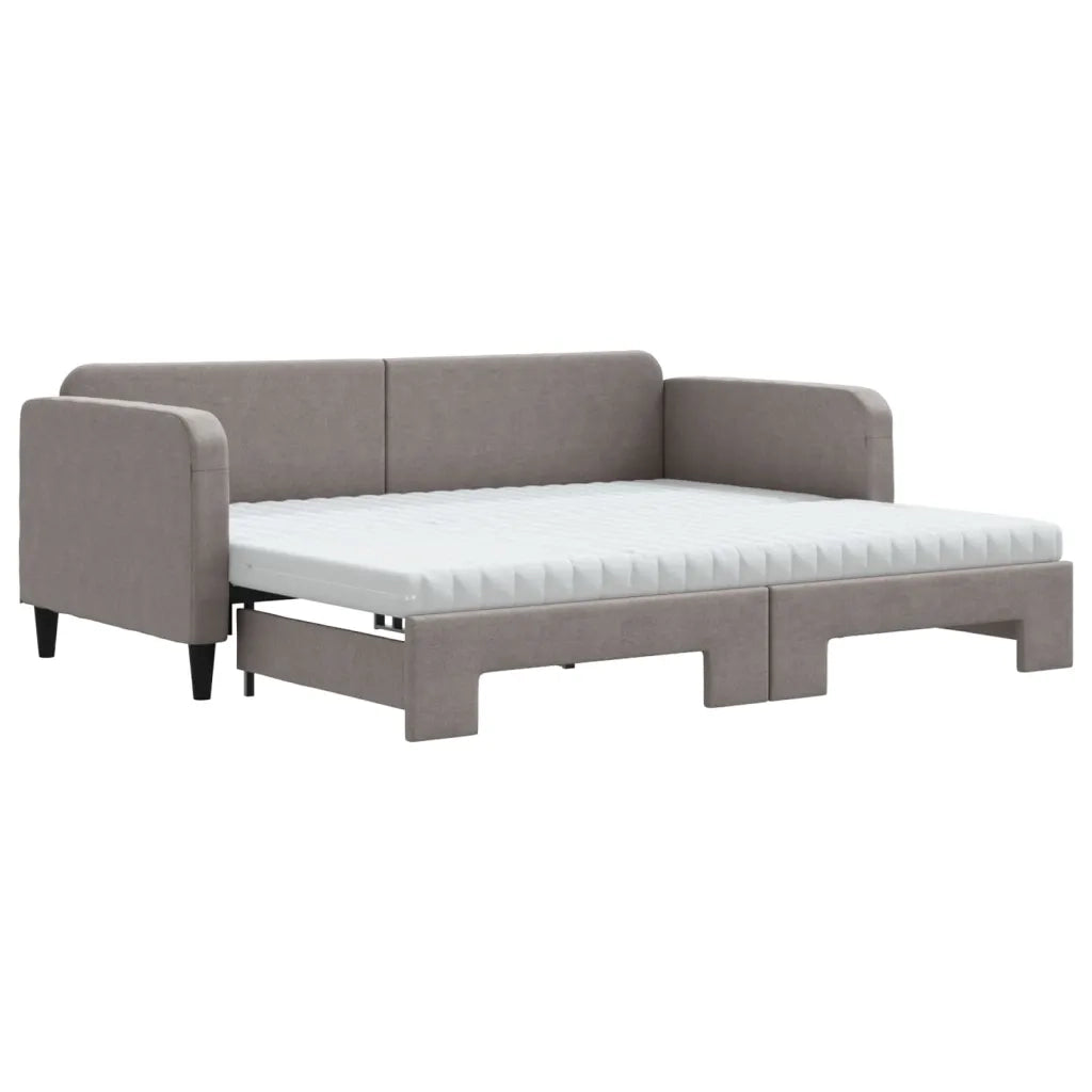 Divano Letto Estraibile con Materassi Tortora 90x200 cm Tessuto 3196837