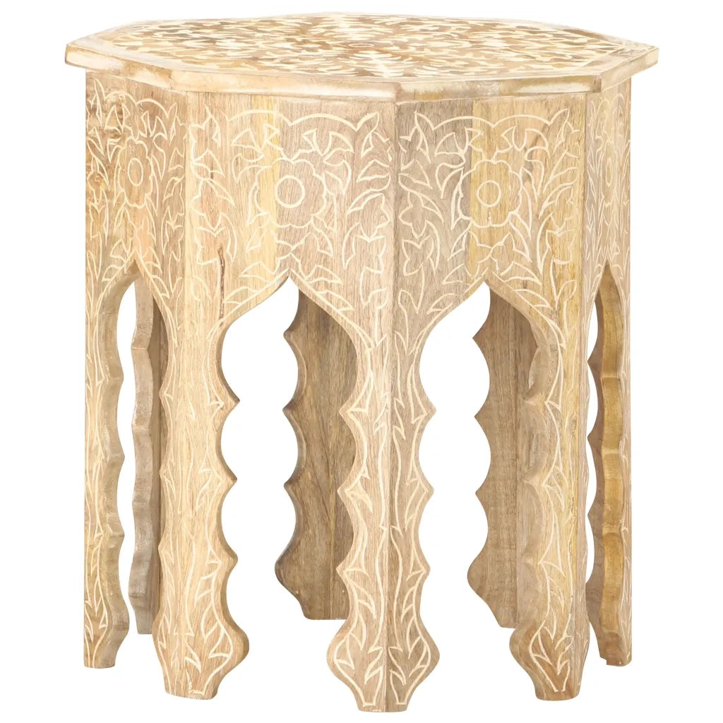 Tavolino da Salotto Ã˜48 cm in Legno Massello di Mango