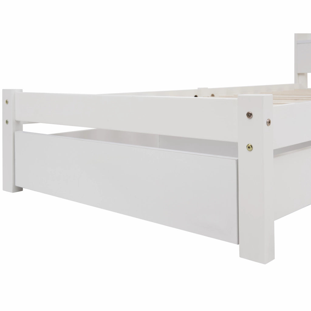 Letti contenitori 140x200 cm con testiera libreria; legno; bianco (Senza materasso)