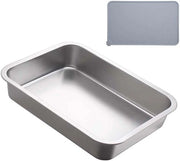 Ciotola per Gatti e Conigli Grande con Vaschetta in Acciaio Inox Mai Assorbe Odori Facile da Pulire 50 x 35 x 10 cm