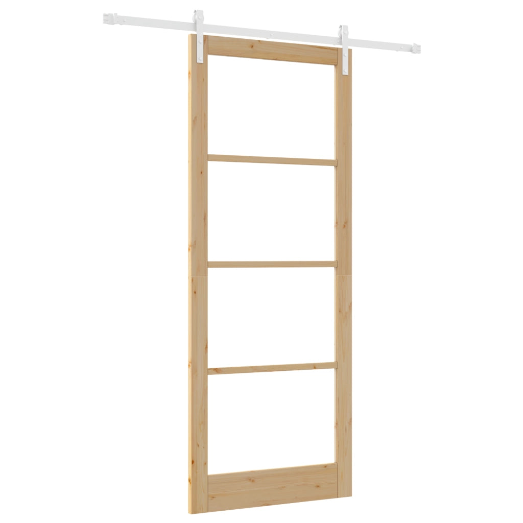 Porta Scorrevole con Set di Ferramenta 'ORKDAL'Legno Solido & Vetro