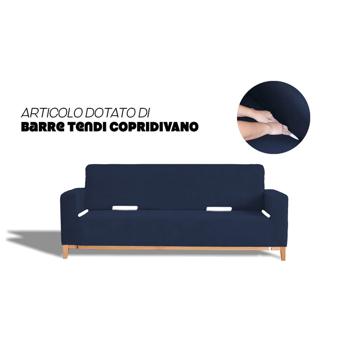 Copridivano Elasticizzato 2 Posti in Poliestere Dahlia Blu Scuro