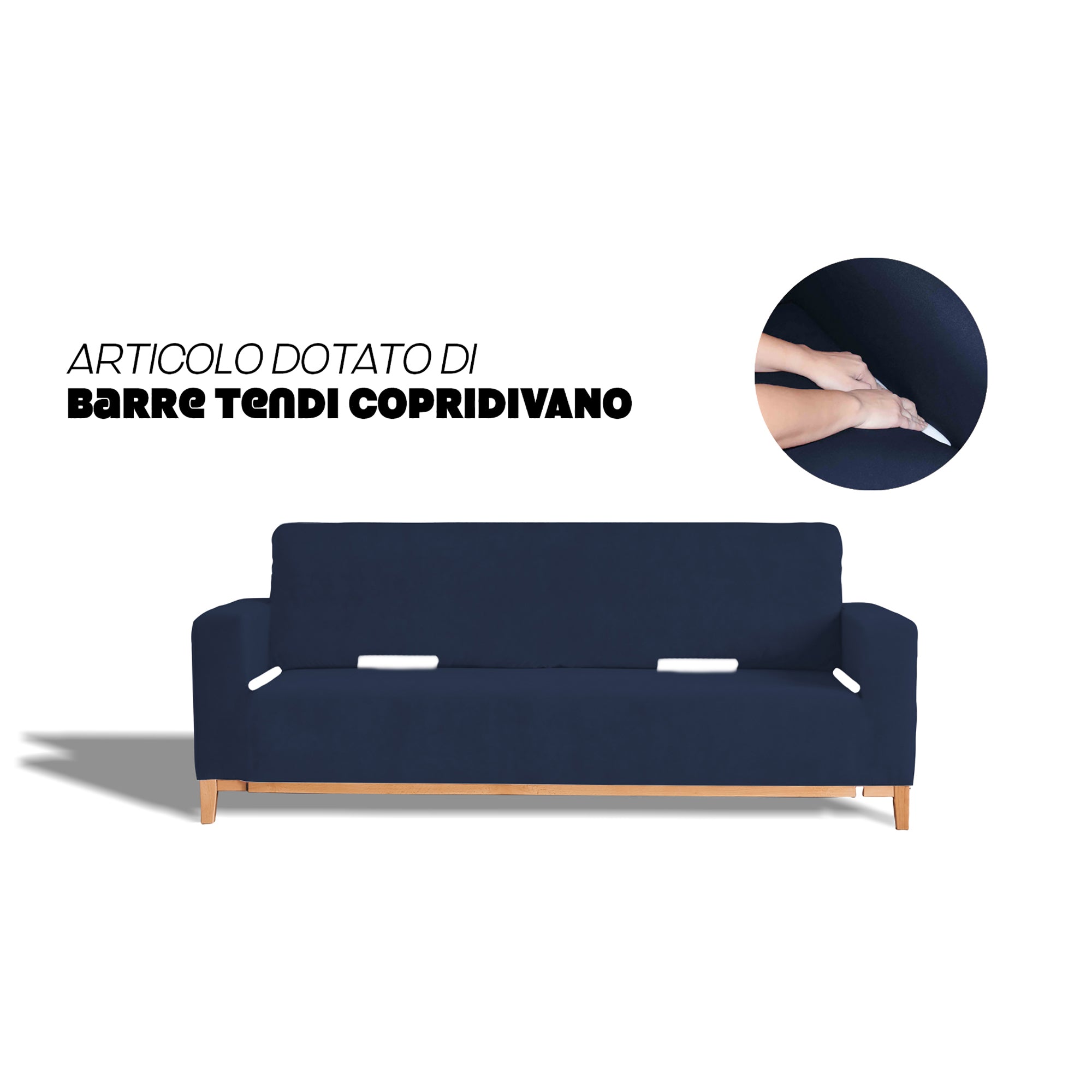 Copridivano Elasticizzato 3 Posti in Poliestere Dahlia Blu Scuro