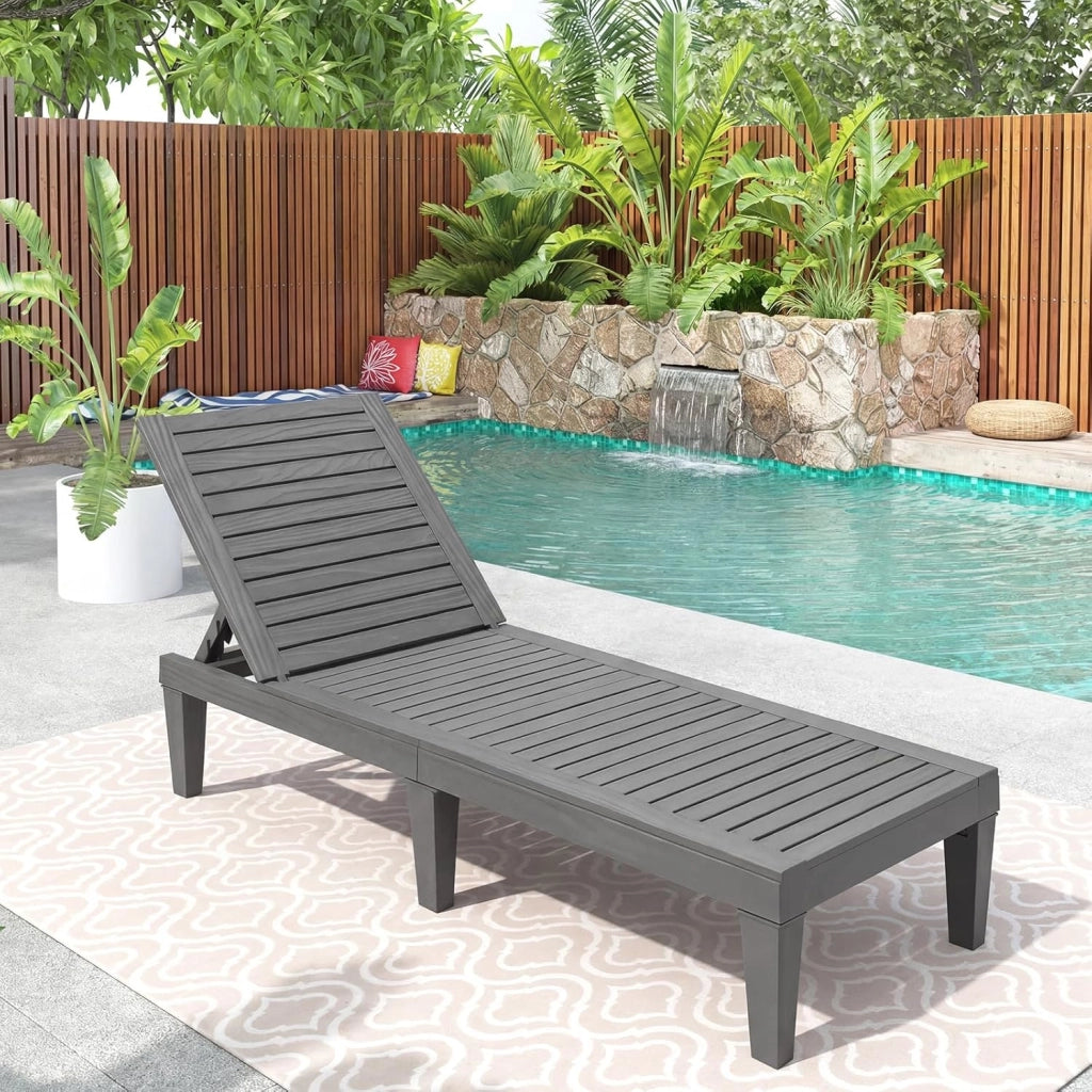 Sedia a sdraio con schienale regolabile su 5 livelli, sedia in PP con braccioli, supporto fino a 180 kg, seduta reclinabile con 6 gambe per giardino, patio, spiaggia, 190 x 57,5 x 29 cm