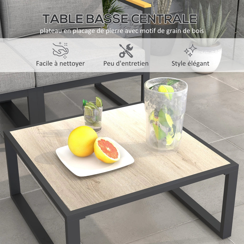 Set divano angolare da giardino esterno ¨C Zephmum ¨C 6 pezzi, alluminio