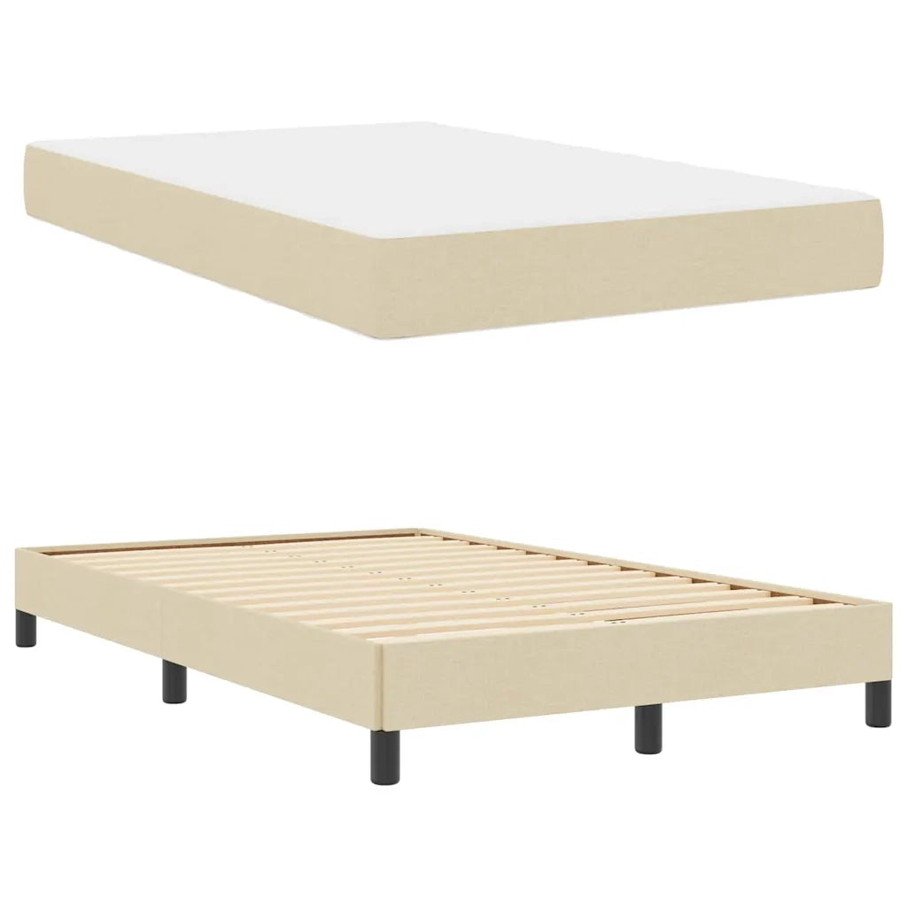 Letto a molle con materasso Crema 120 x 190 cm Tessuto