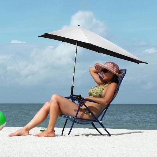 Parasole da spiaggia regolabili XL 117 x 111 cm UPF 50+ con chiusura universale - 3 sezioni di blocco, regolabile in altezza - ideale per sedile, carrello da golf, passeggino, terrazza