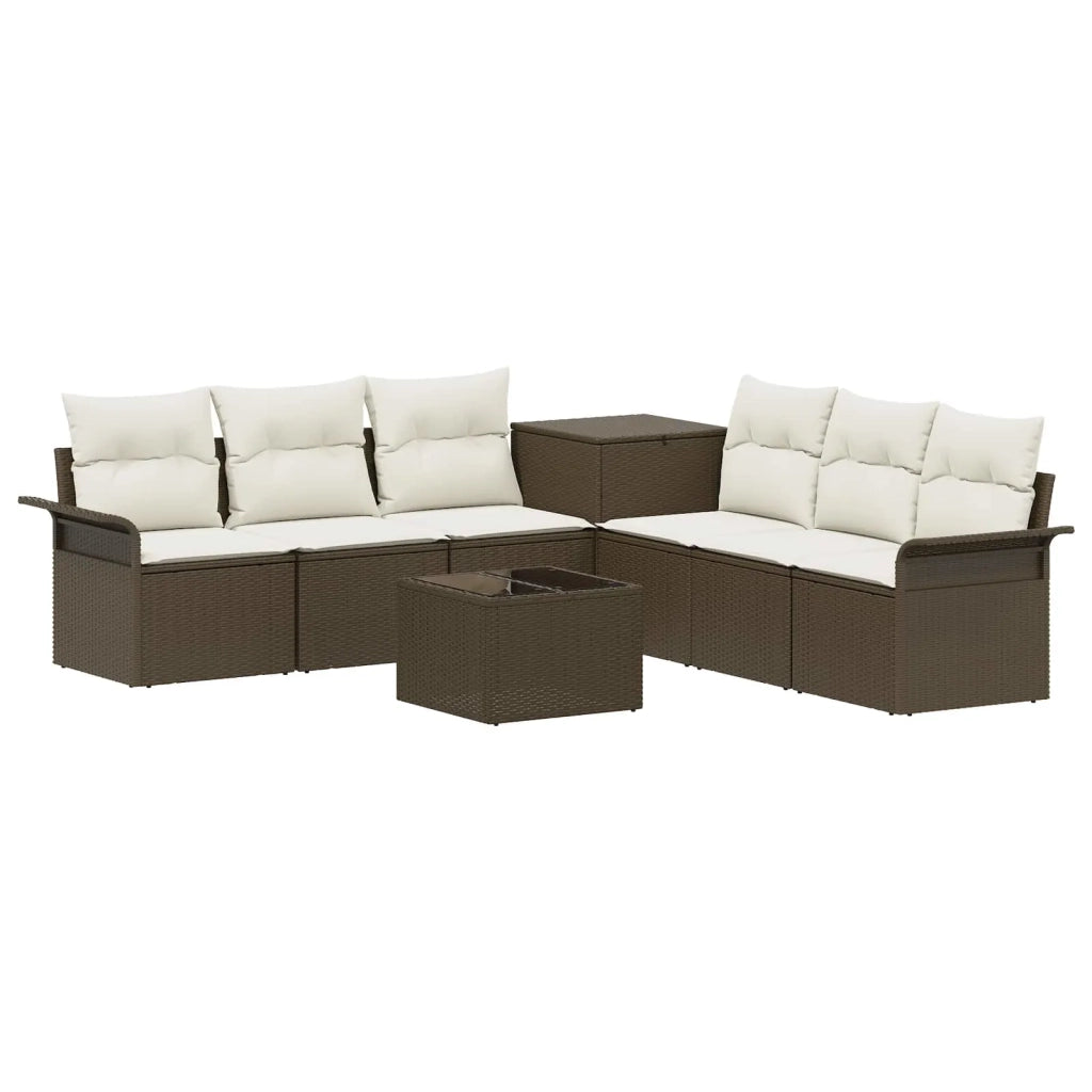 Set di divani 8 pz Marrone e Bianco Crema 3448002