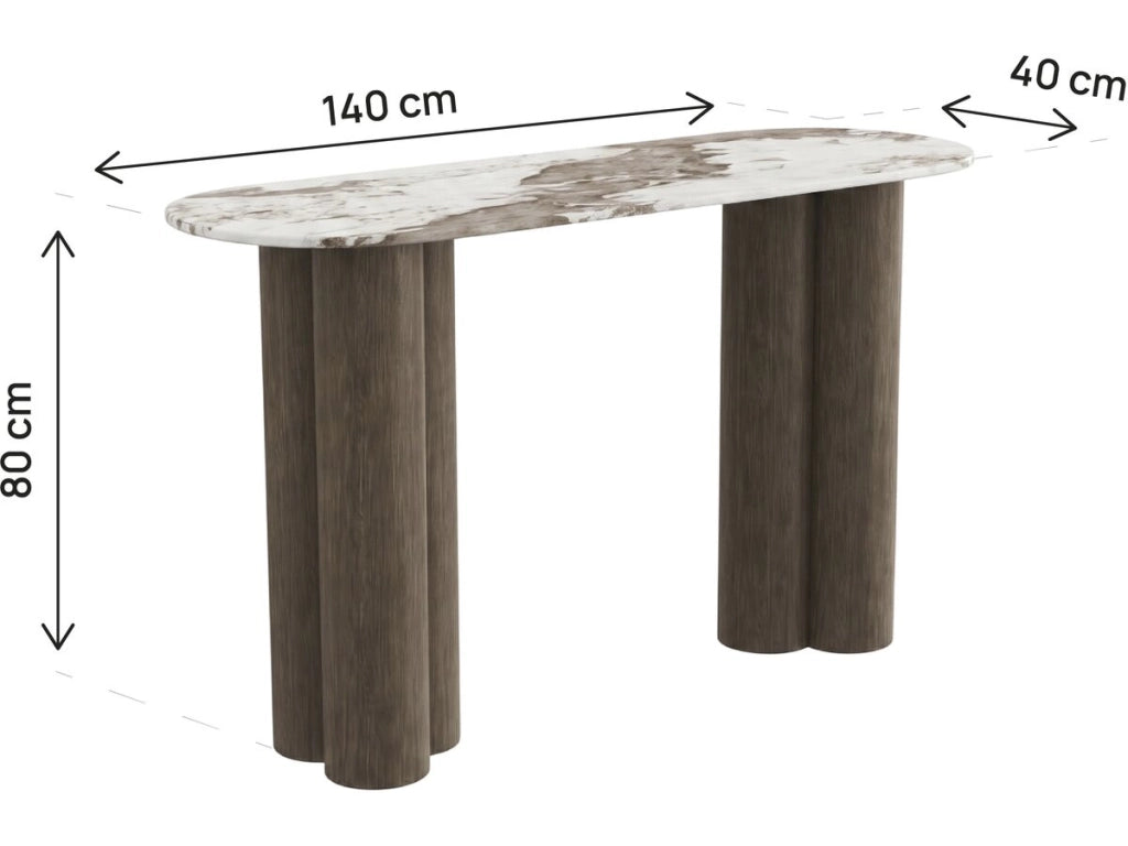 Consolle con piano in ceramica "Zora" - 140 cm - Marrone