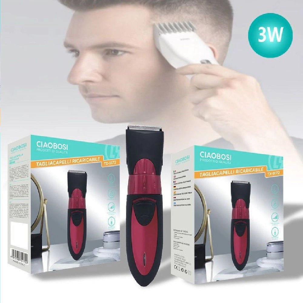 Trade Shop - Rasoio Taglia Capelli Elettrico Regola Barba Basette Ricaricabile 3 Watt Tx-9172 -