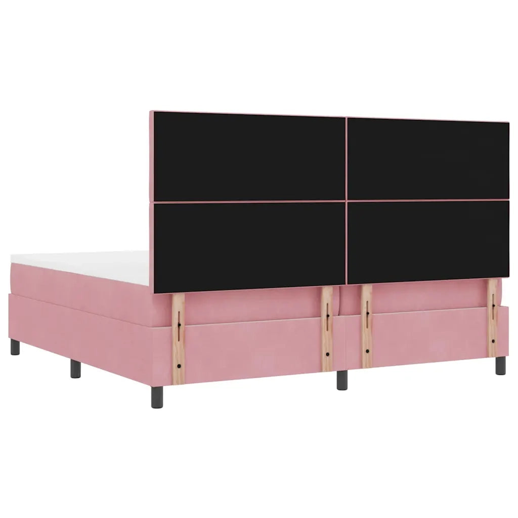 Letto a Sorgente LED con materasso Rosa 200 x 200 cm Velluto 3343405