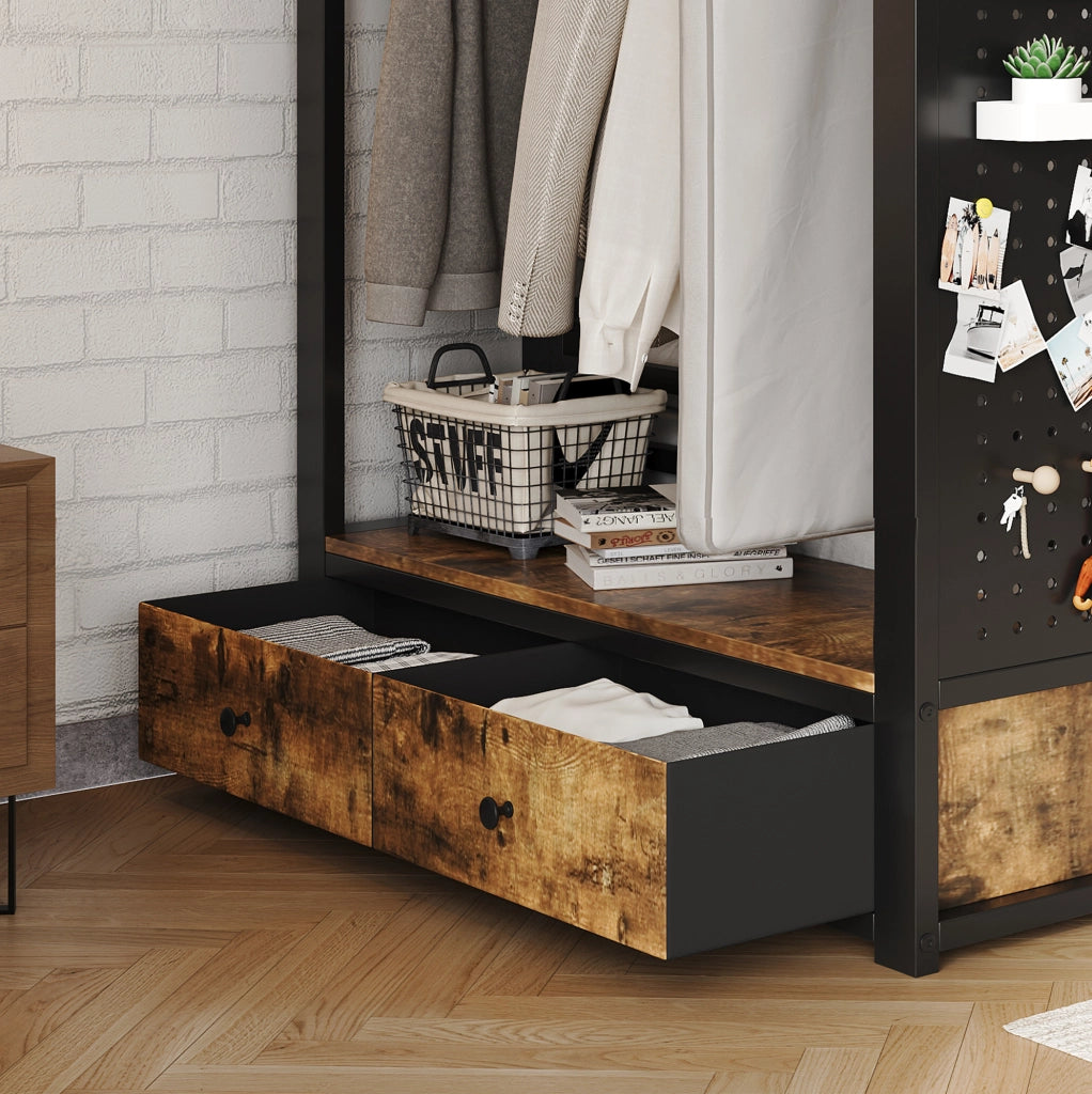 Etagenbett in metallo nero 120x200 cm con armadio; cassetto e vani portaoggetti