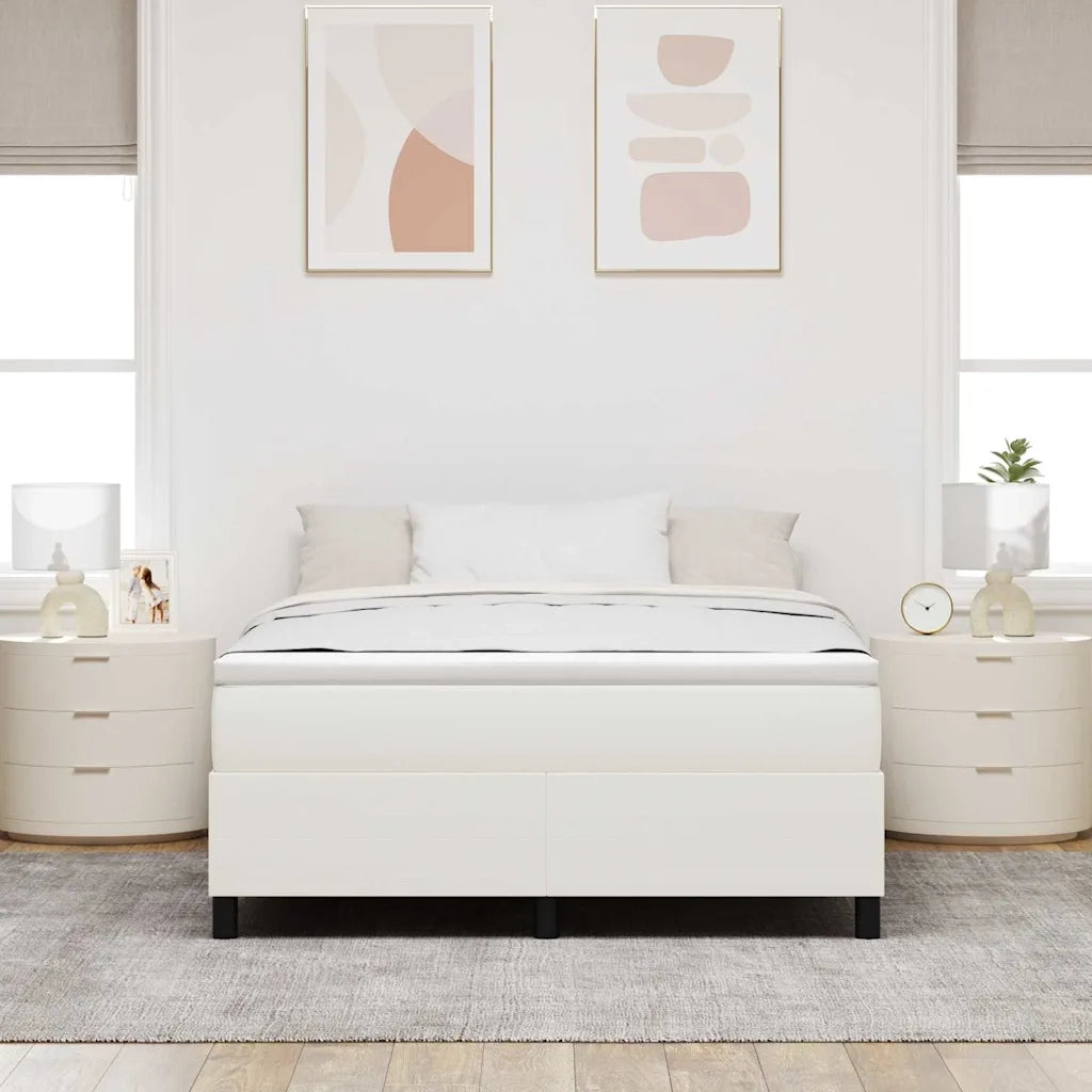 Letto a molle Crema e Bianco 140 x 200 cm Tessuto in Cords 3337469