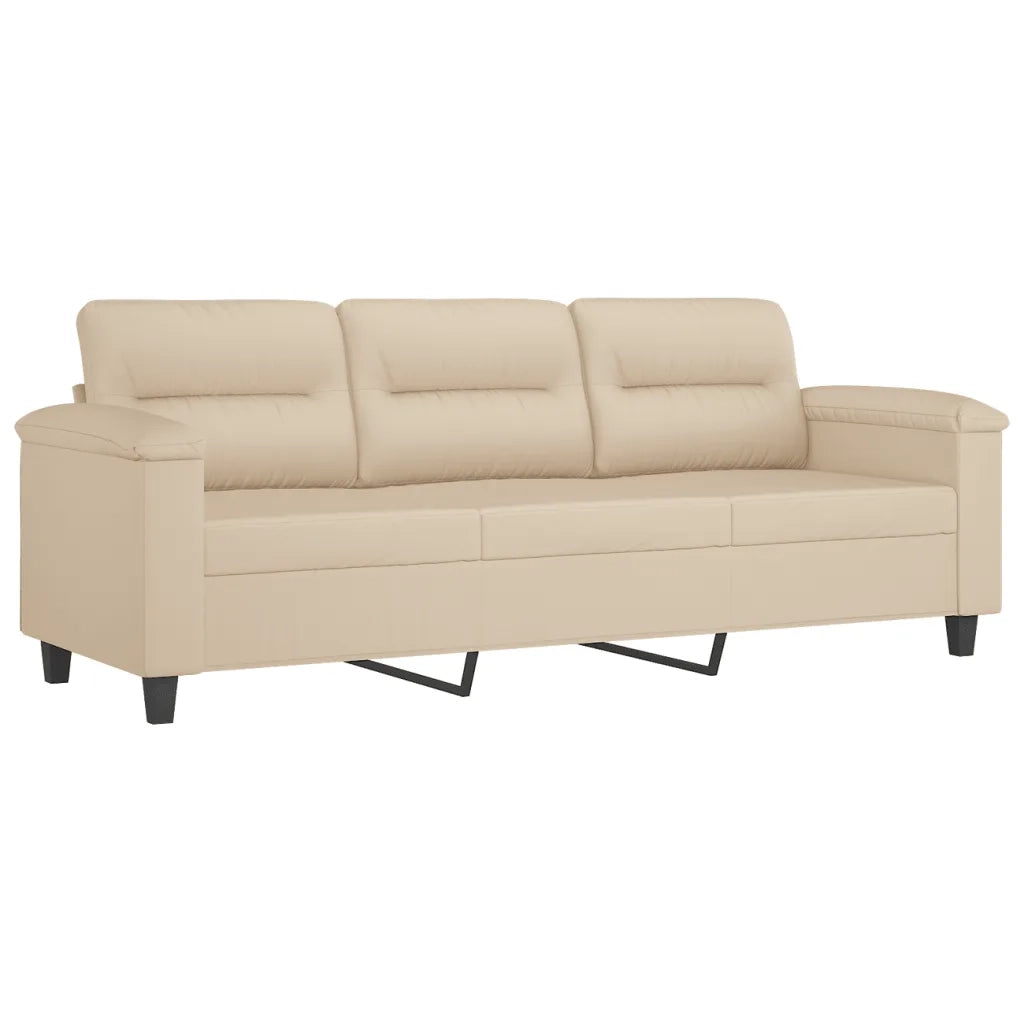 Set Divani 3 pz con Cuscini Crema in Tessuto Microfibra 3202348
