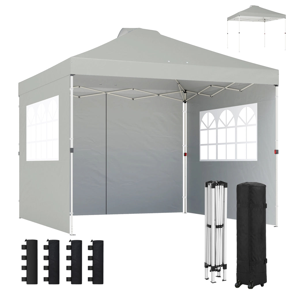Pavillon pieghevole 3x3 m con 3 pareti ¨C zephmum ¨C grigio chiaro