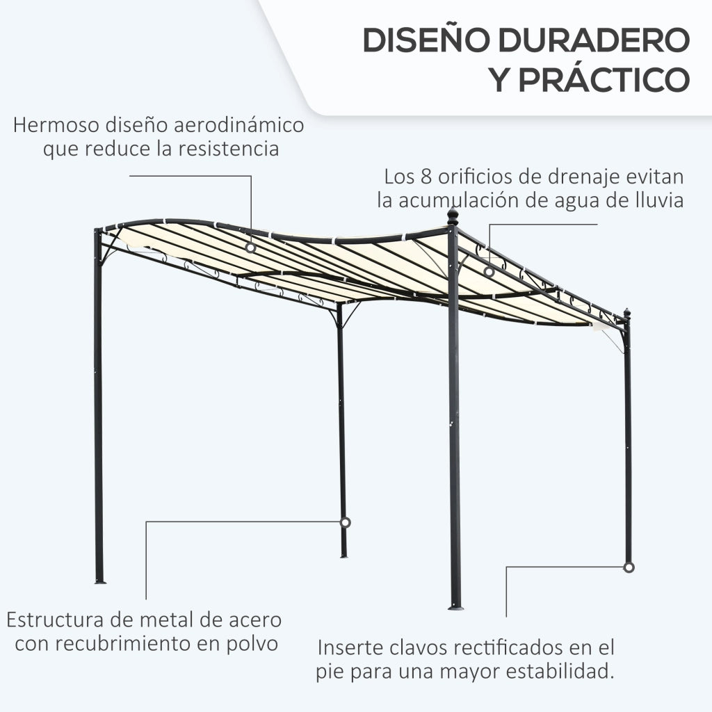Pergola da giardino 3x3 m ¨C zephmum ¨C crema, metallo e poliestere 180 g/m2