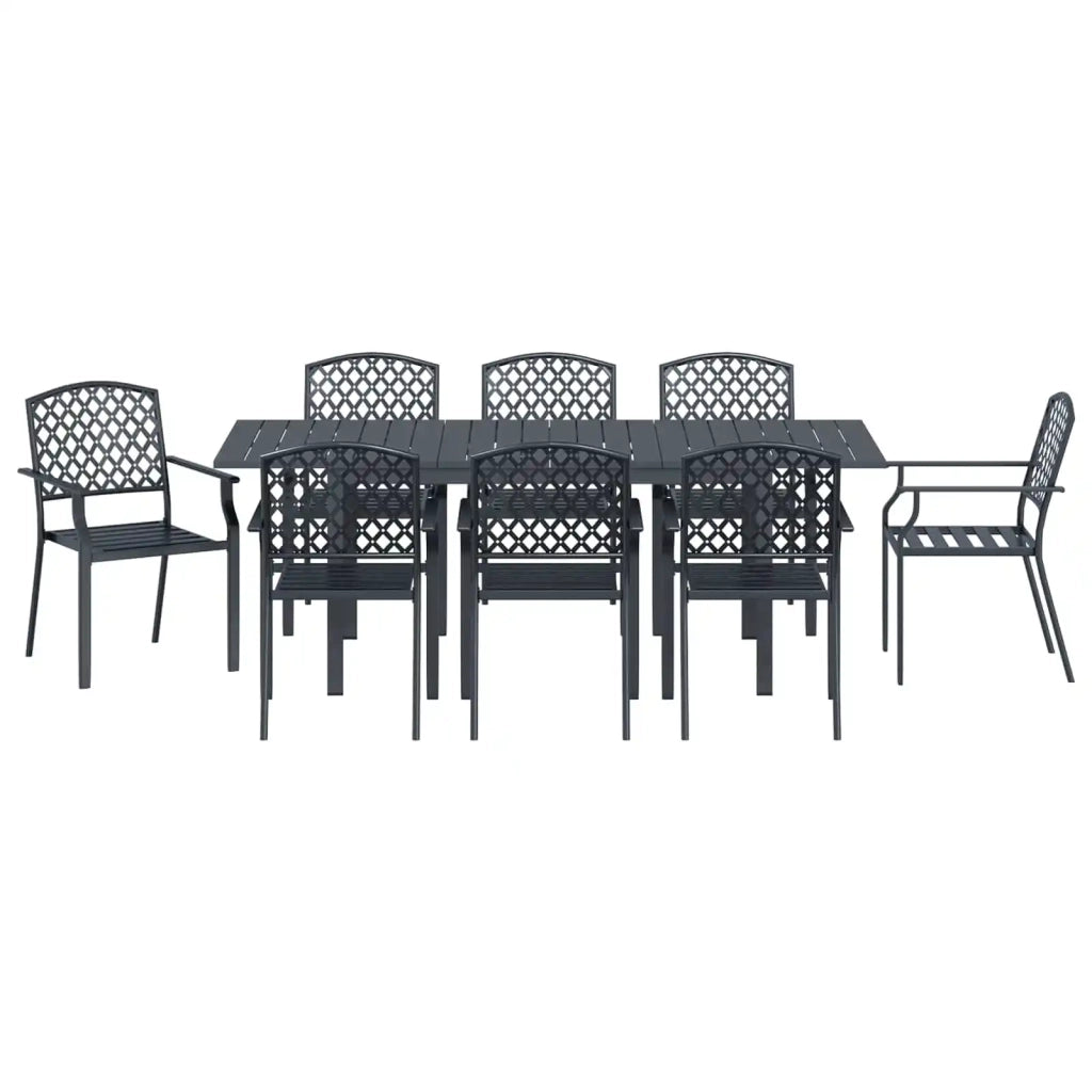 Set da Pranzo per Giardino 9 pcs Antracite Acciaio 3378836