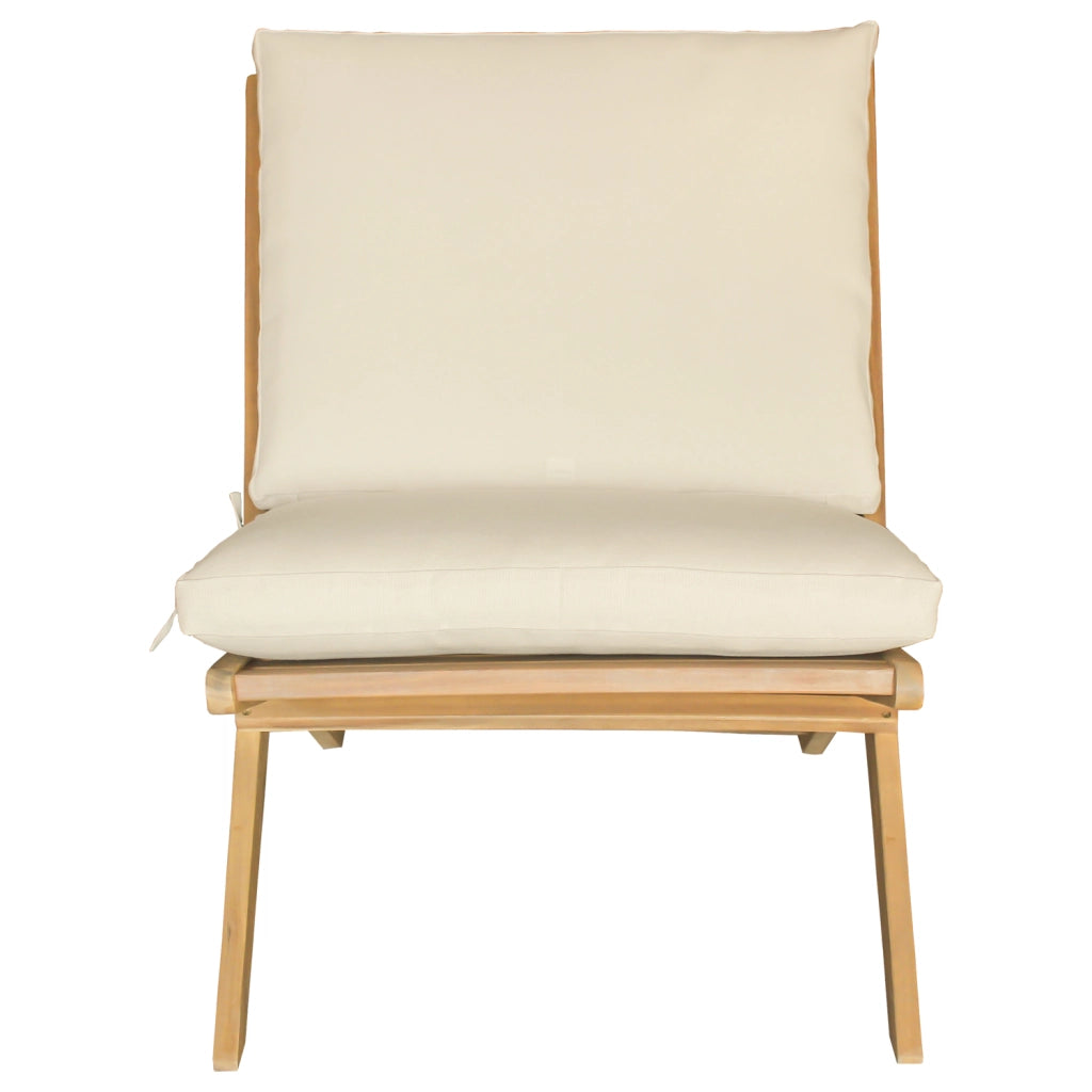 FARO Poltrona da giardino pieghevole in acacia con cuscini beige