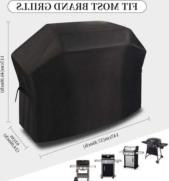 Asciugamano per barbecue impermeabile con cinturino ad aggancio grande formato 147x61x117 CM stoffa Oxford 420D - per barbecue all'aperto grill - resistente al vento resistente ai raggi UV resistente ai graffi - nero
