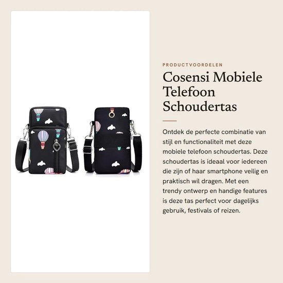 Borsa per Telefono - Borsa a Spalla Femminile - Nylon - Borsa a Tracolla - Borsa per Telefono con Ingresso per Auricolare - Modello Piccolo - Protezione contro i Graffi