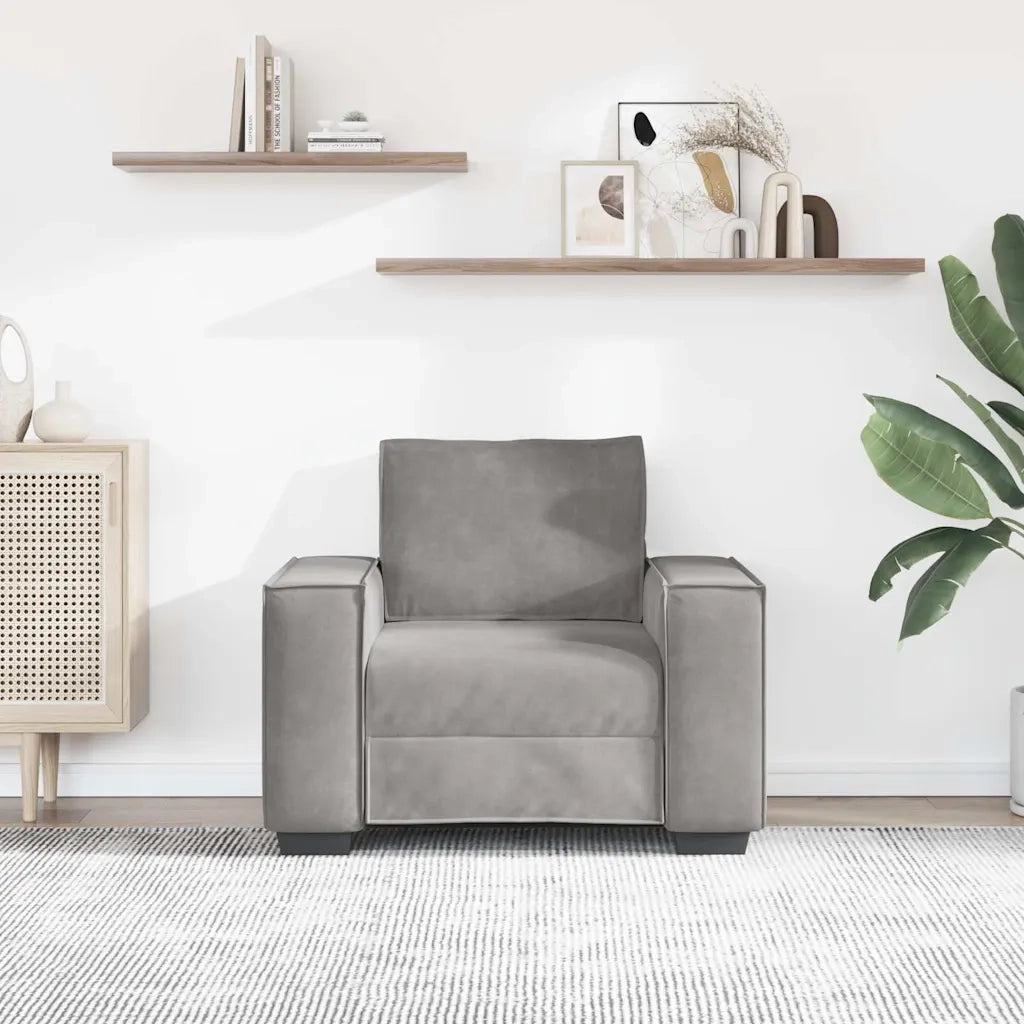 vidaXL Divano Sedia Grigio Chiaro 60 cm Velluto