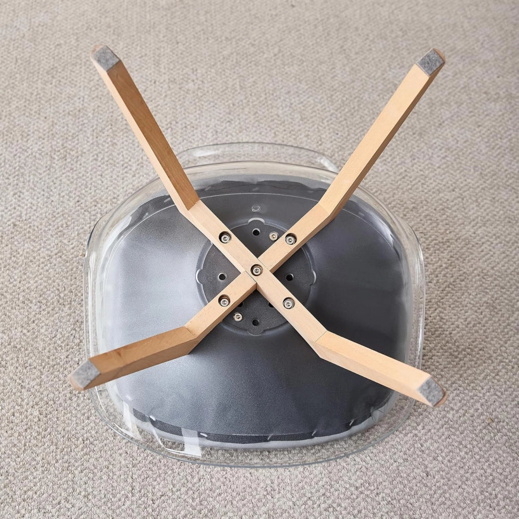 GrandCA HOME Set di 6 Sedie da Pranzo Nordiche con Schienale Trasparente, Sedia Imbottita con Sedile Imbottito in Tessuto di Lino (Grigio-PU)