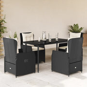 Set da Pranzo da Giardino 5 pz Nero con Cuscini in Polyrattan 3262828