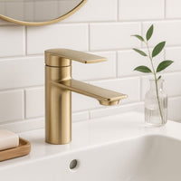 Rubinetto Da Lavabo Rea Storm Gold Brush Low