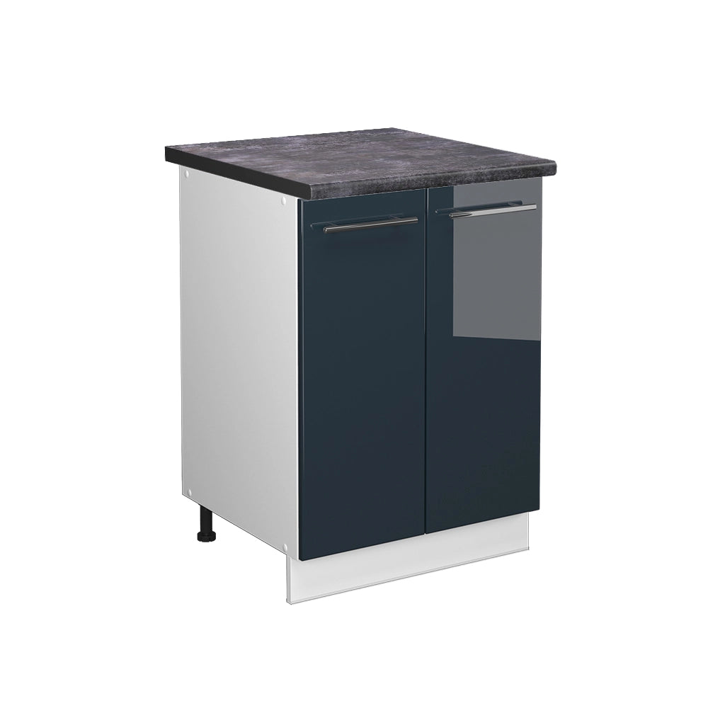 Mobiletto base cucina Fame-Line Blu scuro lucido/Bianco 60 cm, PL Antracite Vicco